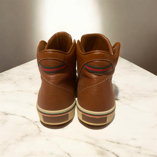 Gucci Cuir Brown High Top Sneaker