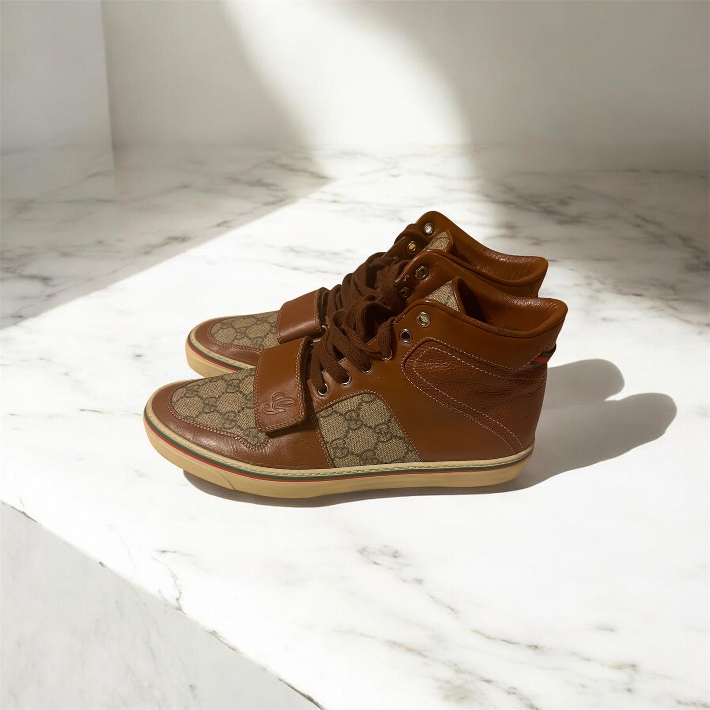 Gucci Cuir Brown High Top Sneaker