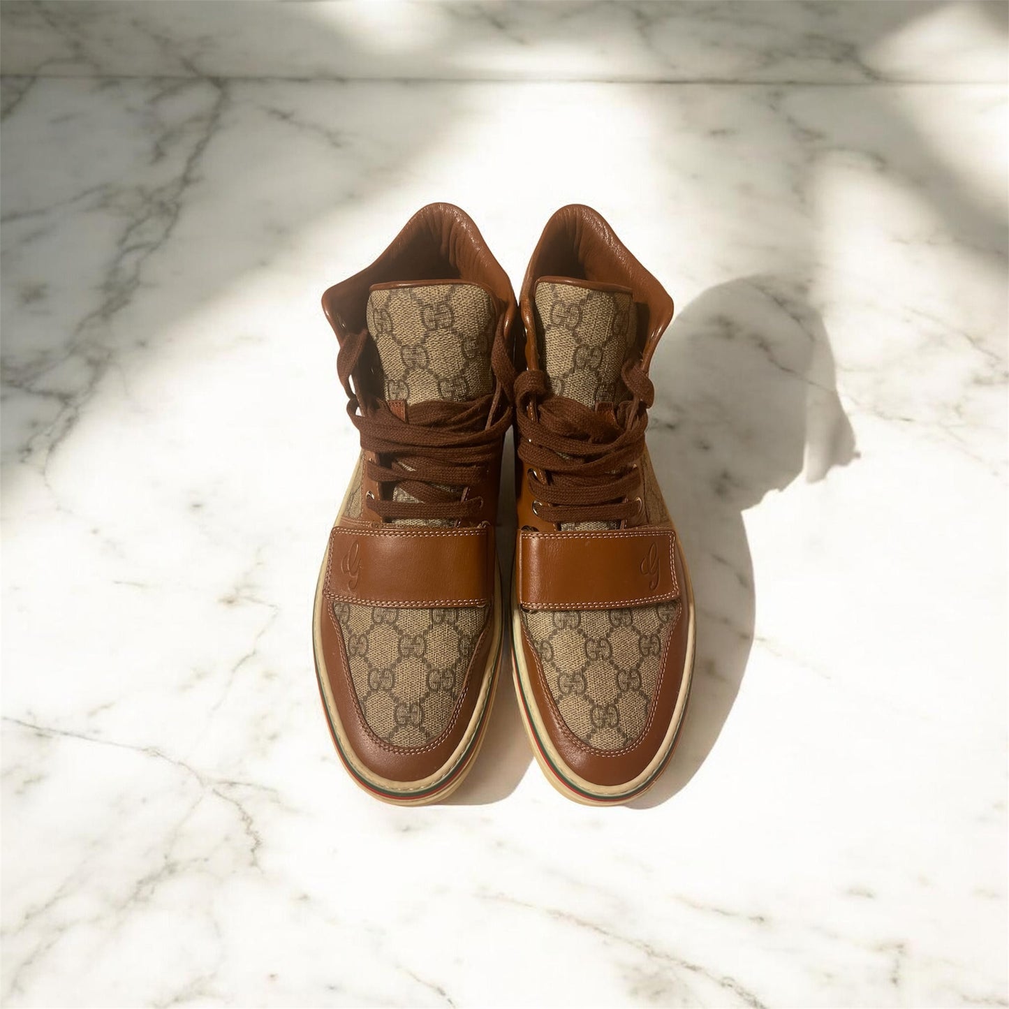 Gucci Cuir Brown High Top Sneaker