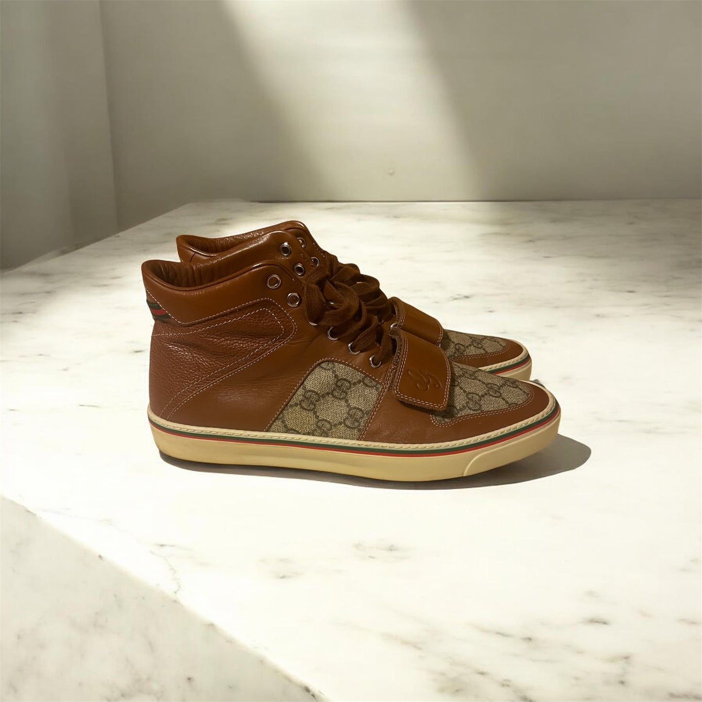 Gucci Cuir Brown High Top Sneaker